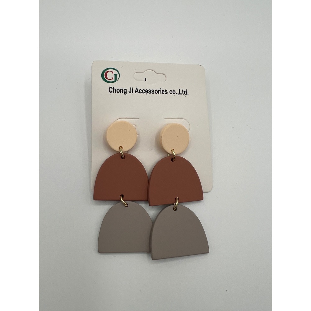 Chong Ji Accessories Geometric Matte Tiered Drop Earrings Earthy Boho CJ18915ER